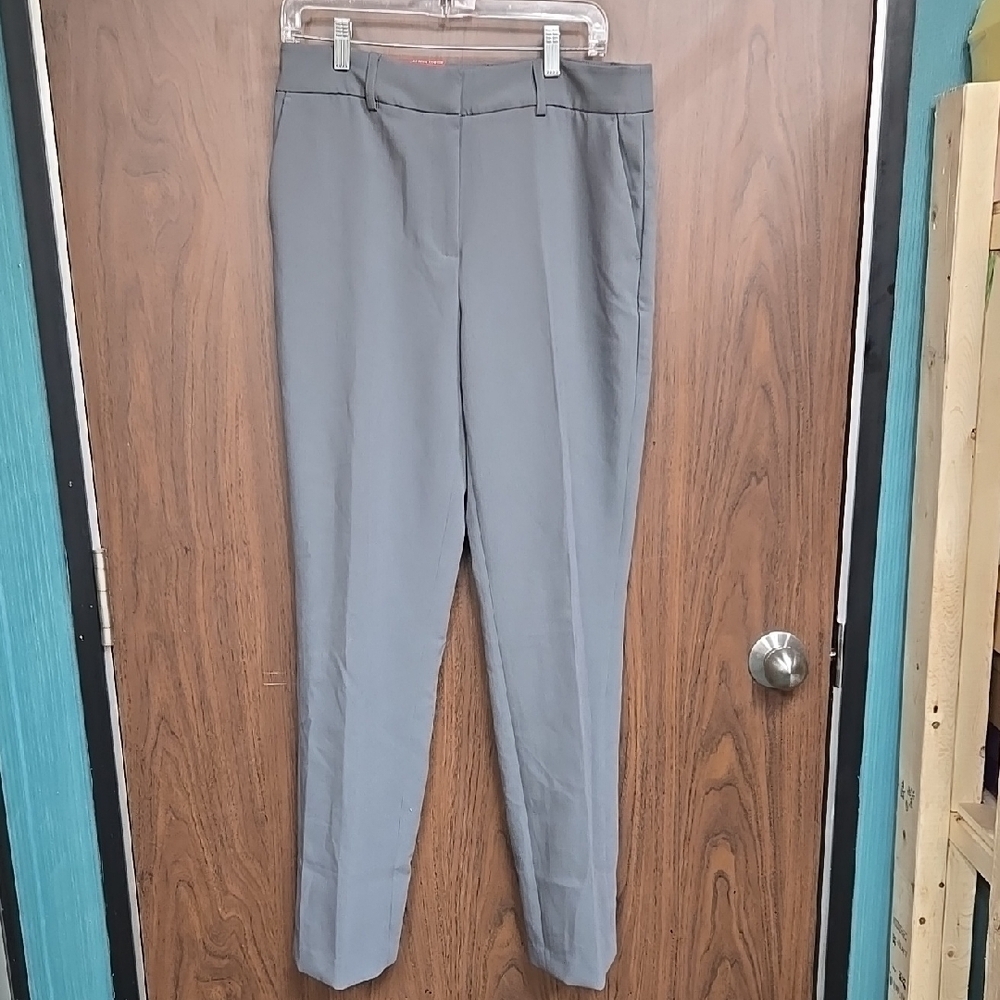 Hilary Radley Grey Mid Rise Straight Leg Dress Pants